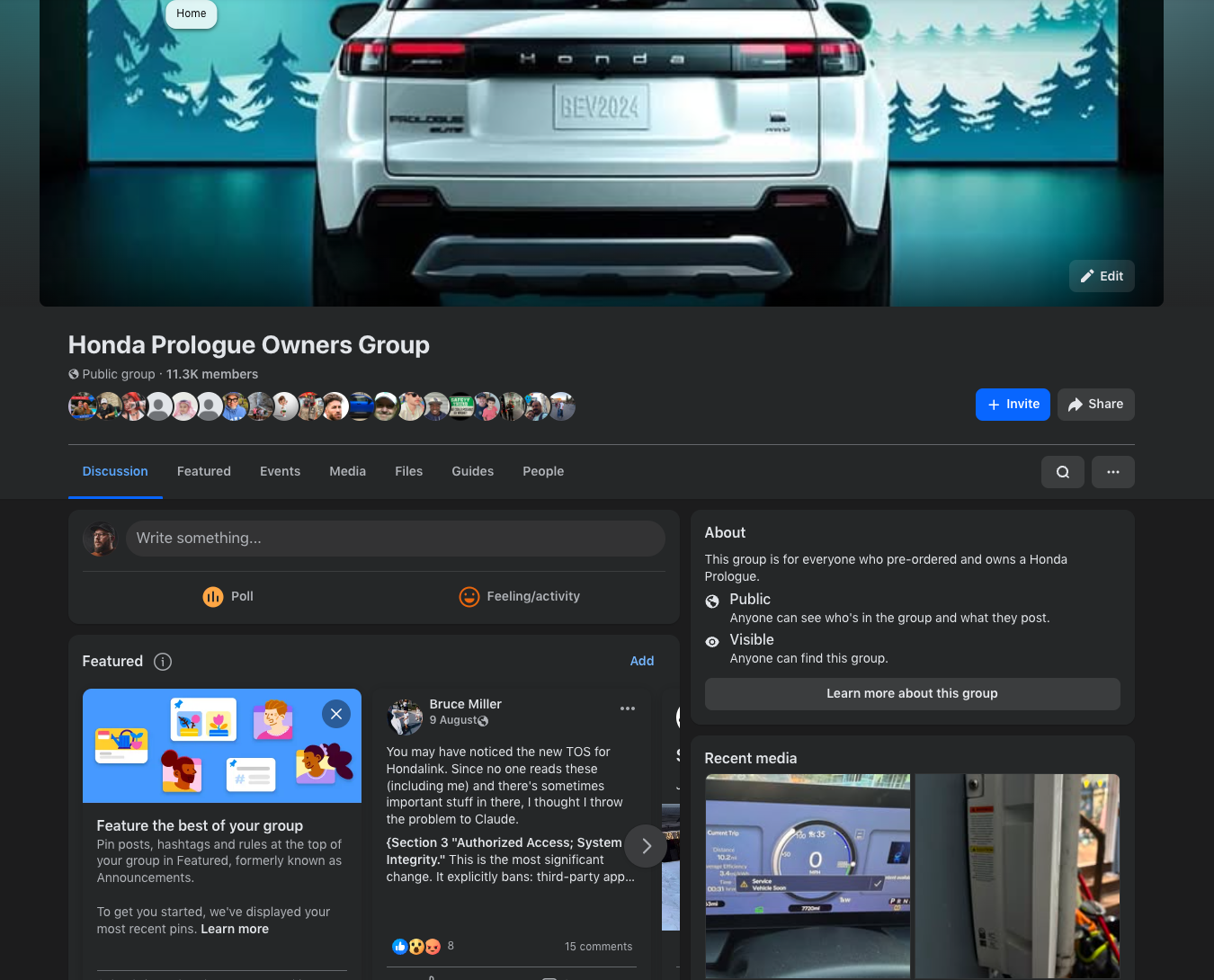 Honda Prologue Owners Group Facebook group screenshot
