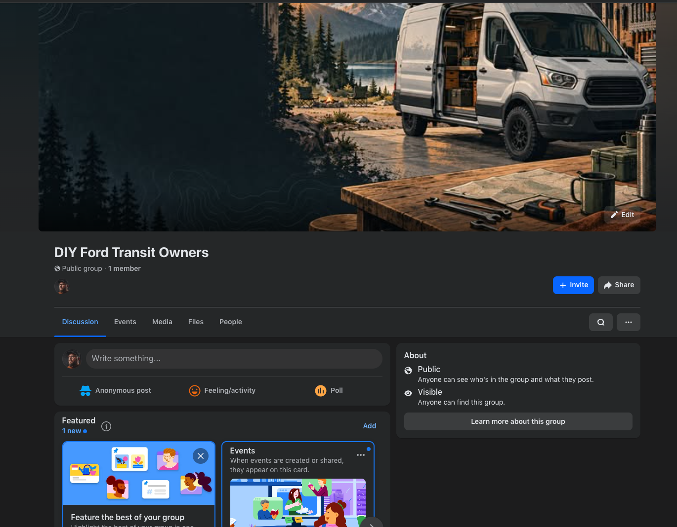 DIY Ford Transit Owners Facebook group screenshot
