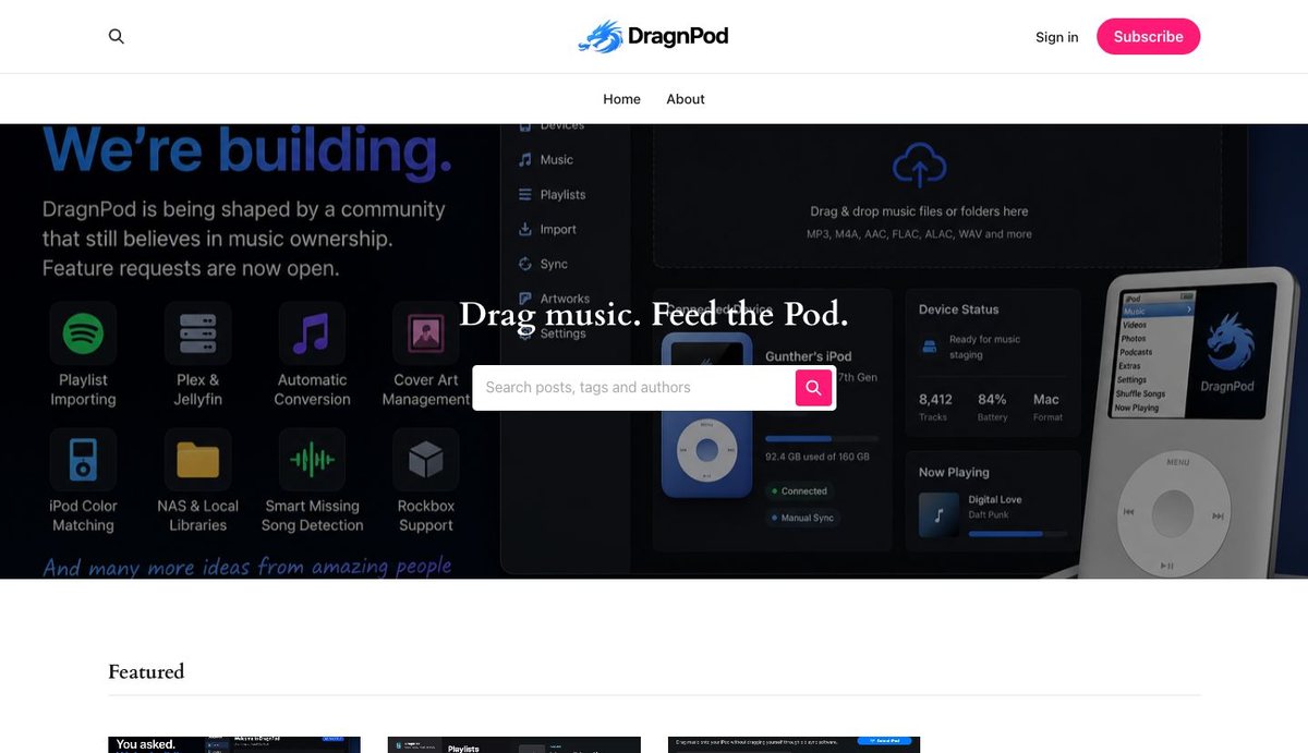 DragnPod public homepage